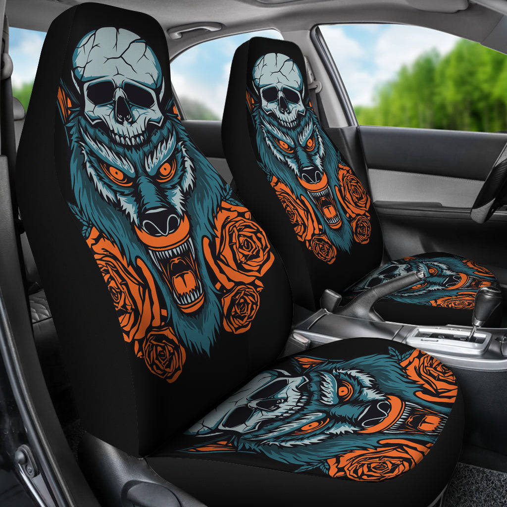 Set of 2 skulls car seat covers