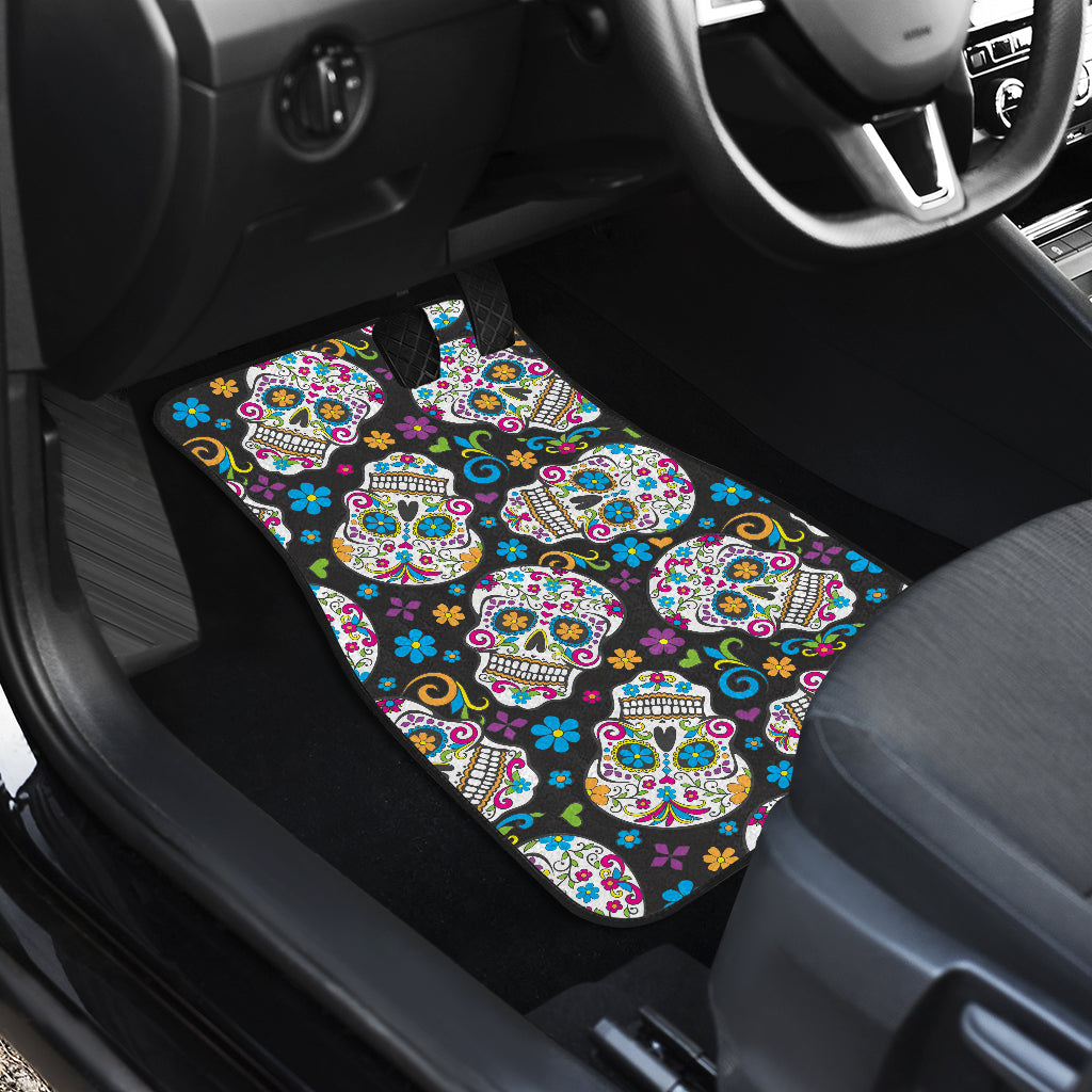 Set of 4 pcs sugar skull day of the dead car mats