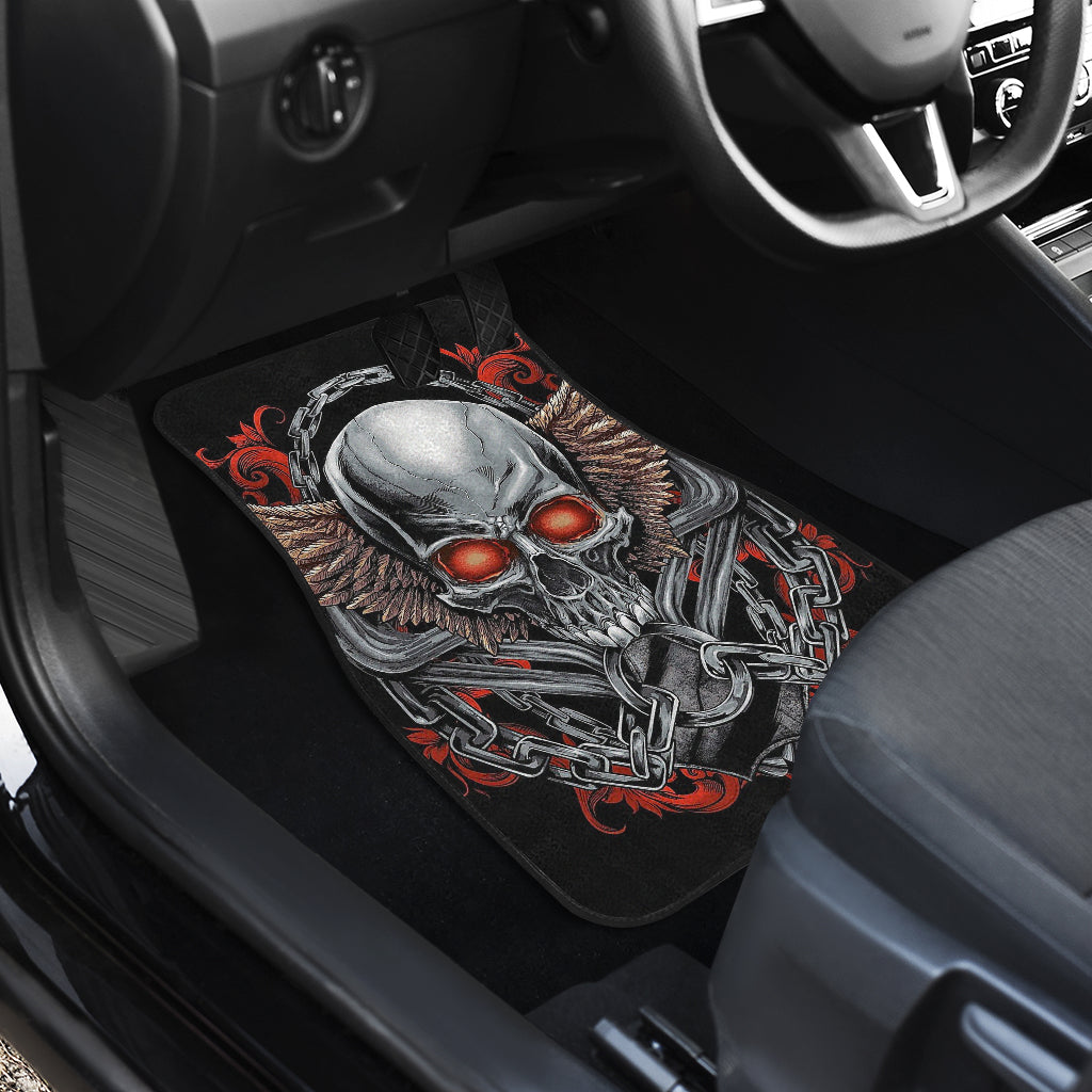 Set of 4 pcs Gothic sugar skull car mat