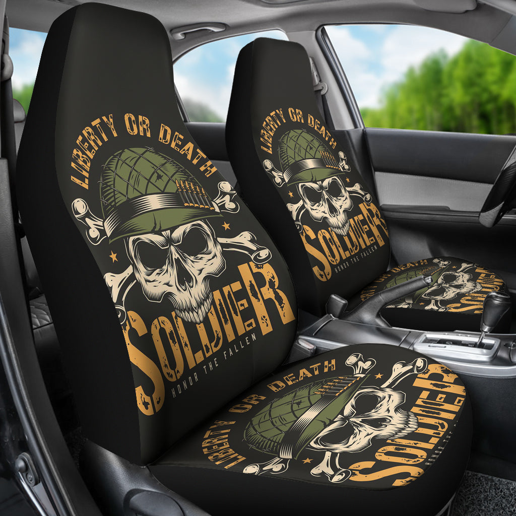 Set of 2 Pcs skull soldier car seat covers