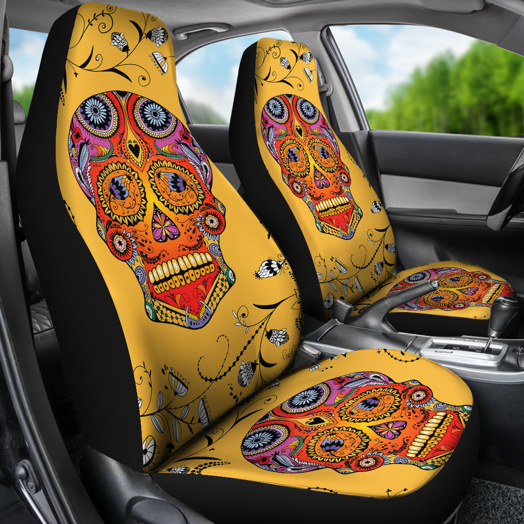 Set 2 seat cover sugar skulls