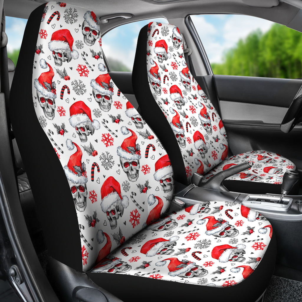 Set 2 pcs Merry Christmas Gothic skull car seat covers