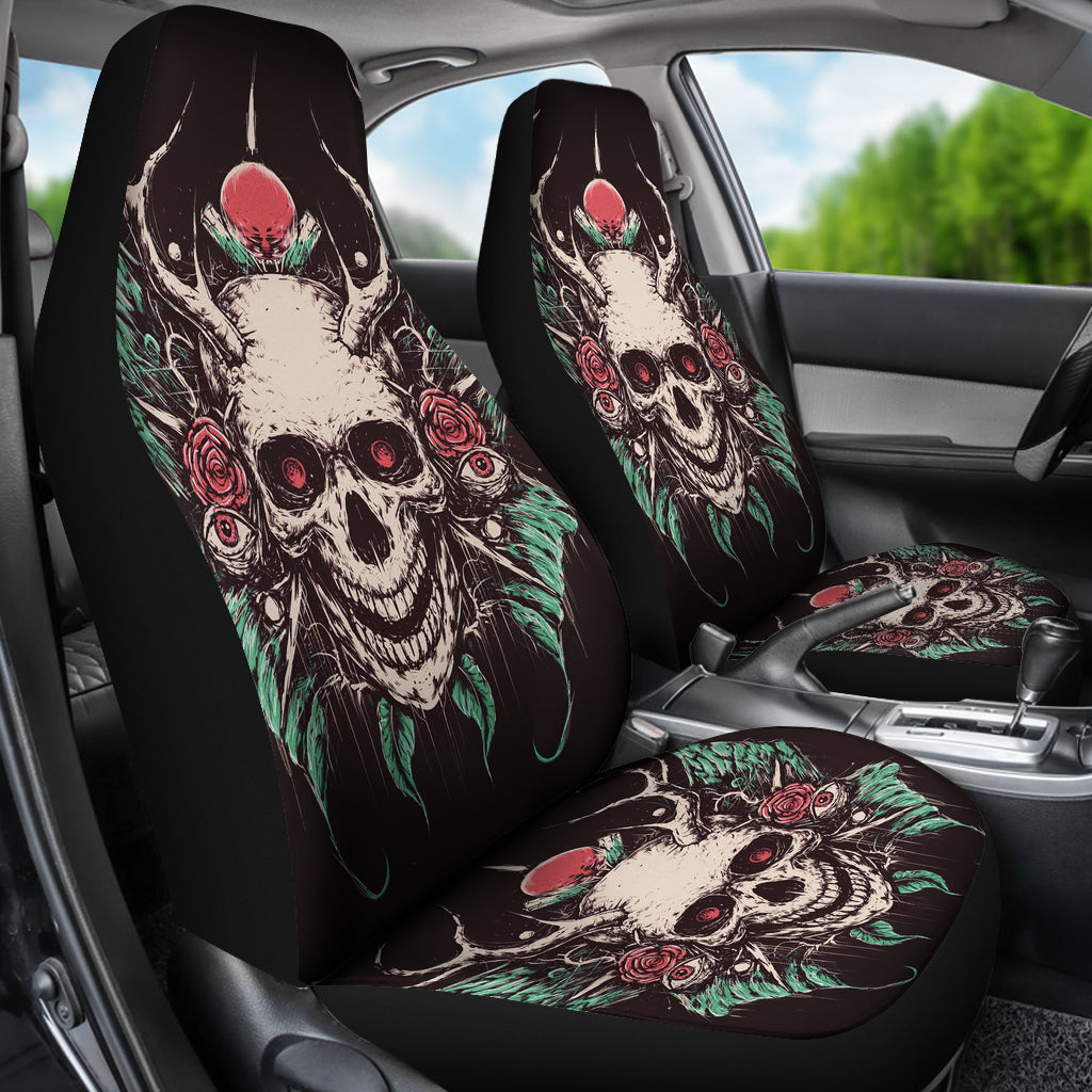 Set 2 pcs Gothic skull car seat covers