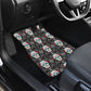 Set of 4 pcs floral sugar skull car mats