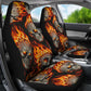 Set of 2 pcs flaming fire skulls car seat covers