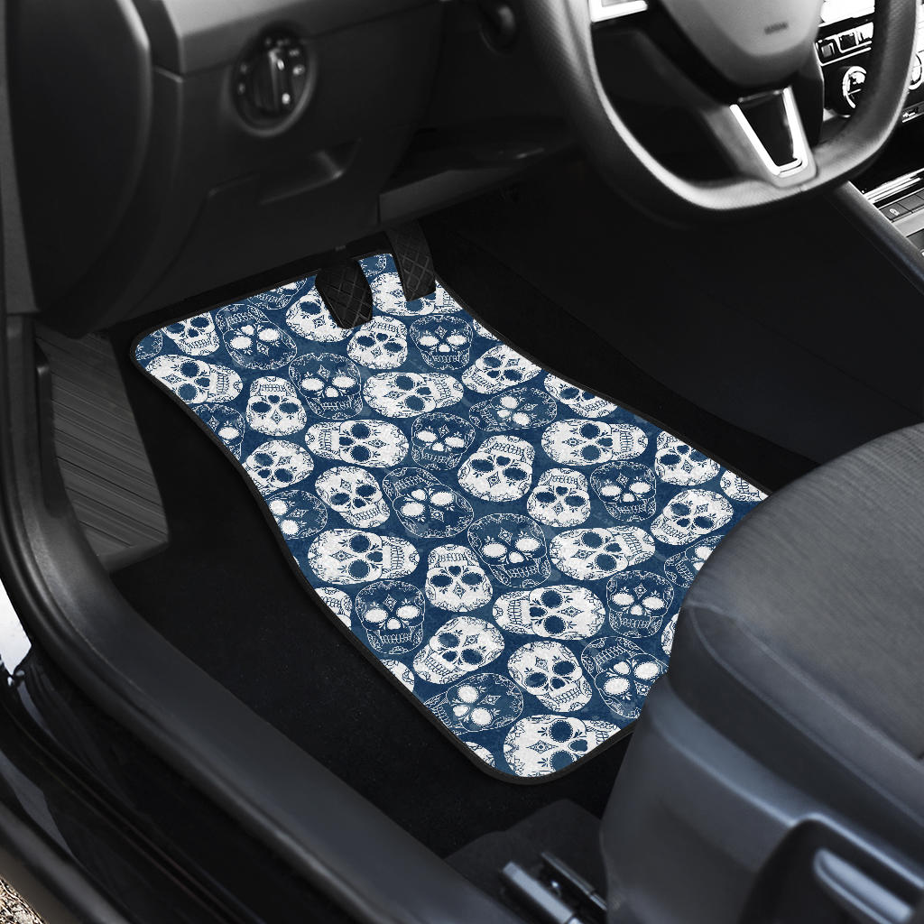 Set of 4 pcs floral sugar skull car mats