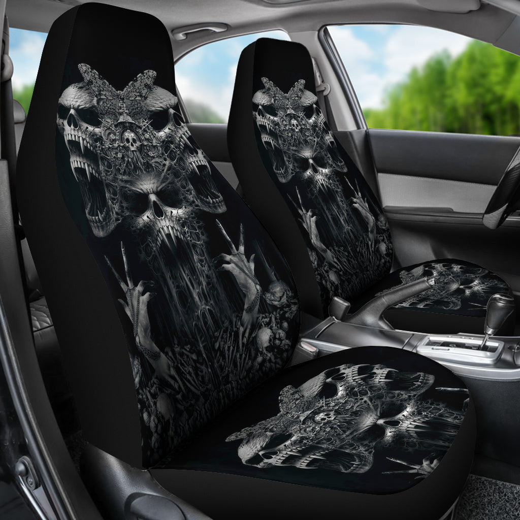 Set of 2 - Gothic skull car seat covers