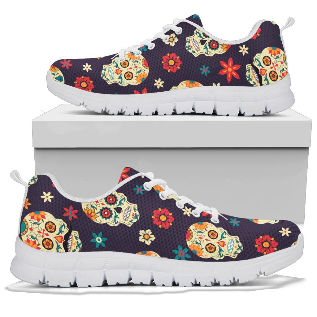 Black sugar skull sneakers shoes