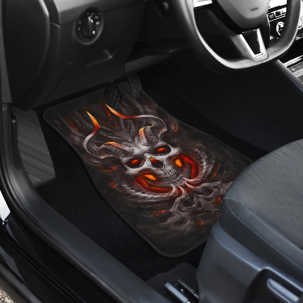 Awsome skull burning car mat