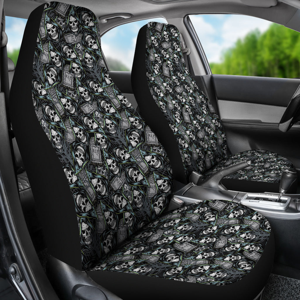 Set of 2 skull car seat covers