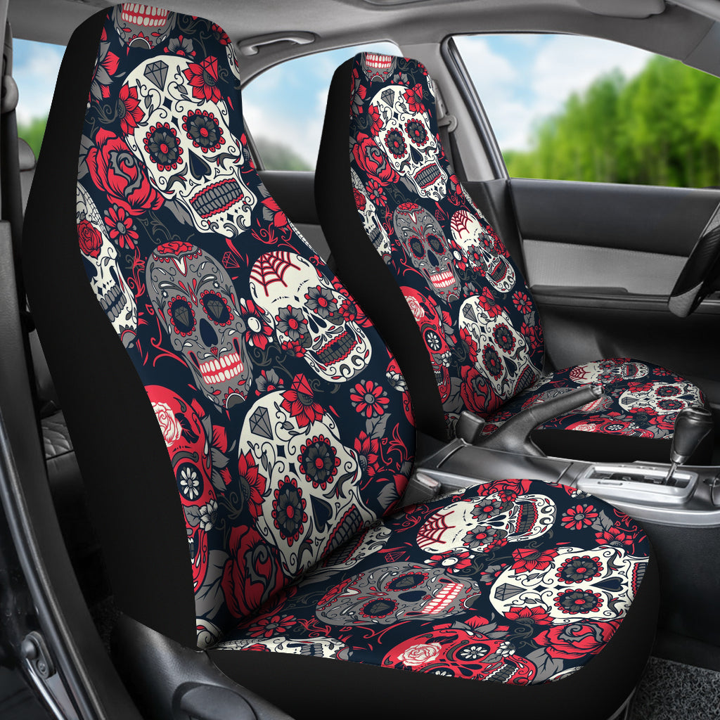 Set 2 seat cover sugar skulls