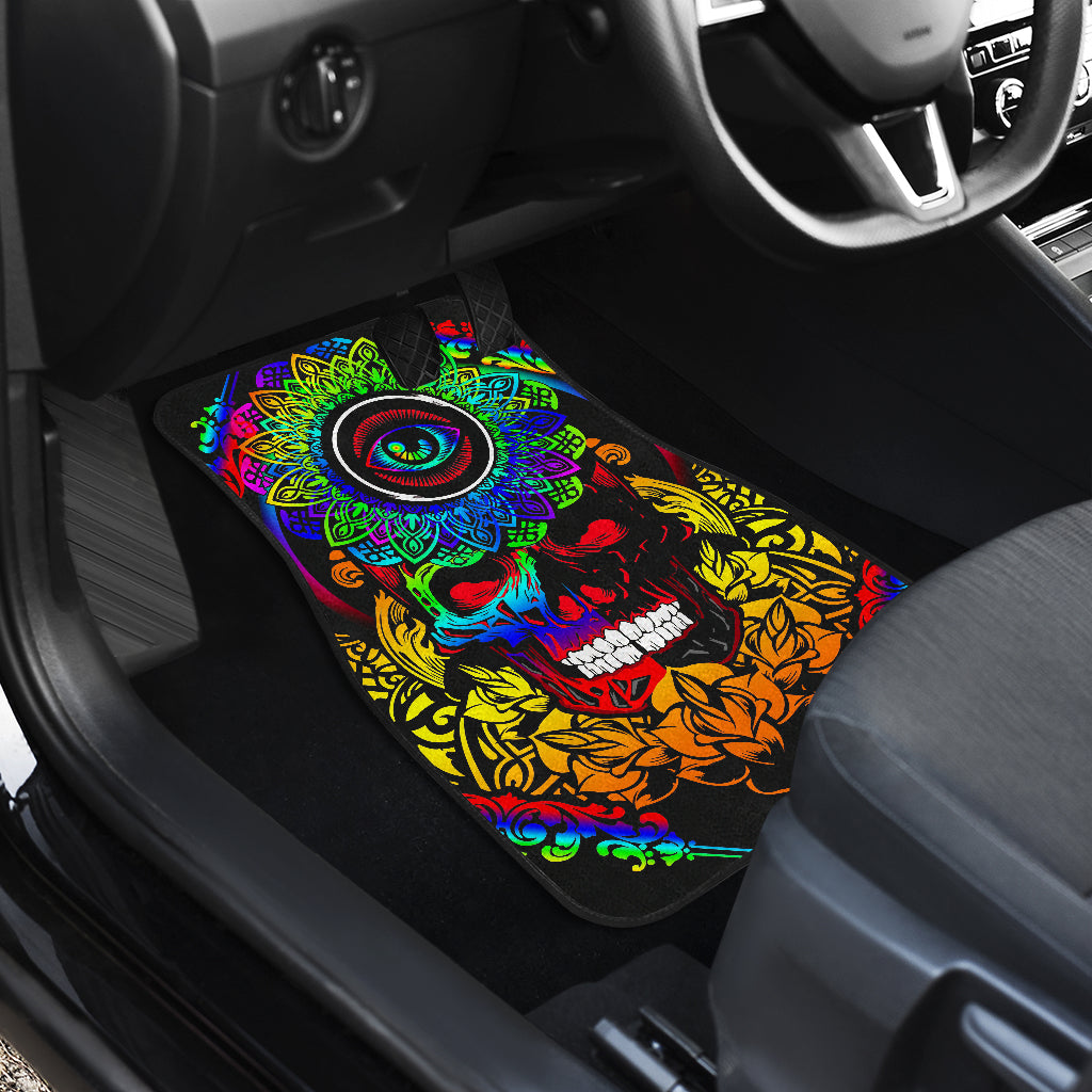 Set of 4 pcs sugar skull car mats