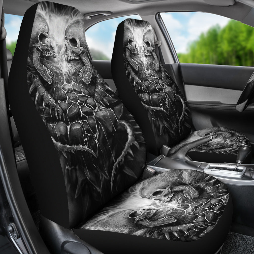 Set 2 pcs Gothic skull car seat covers