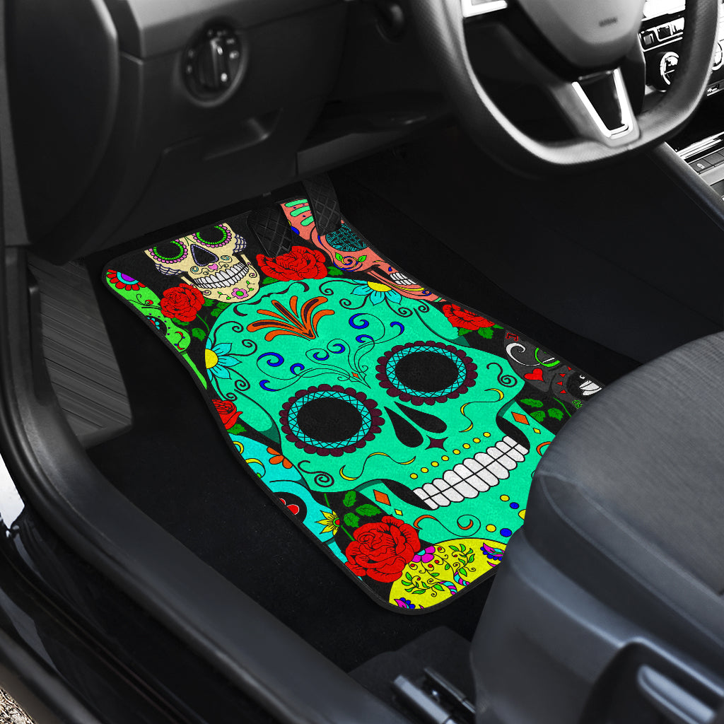 Set 4 pcs sugar skull car mats