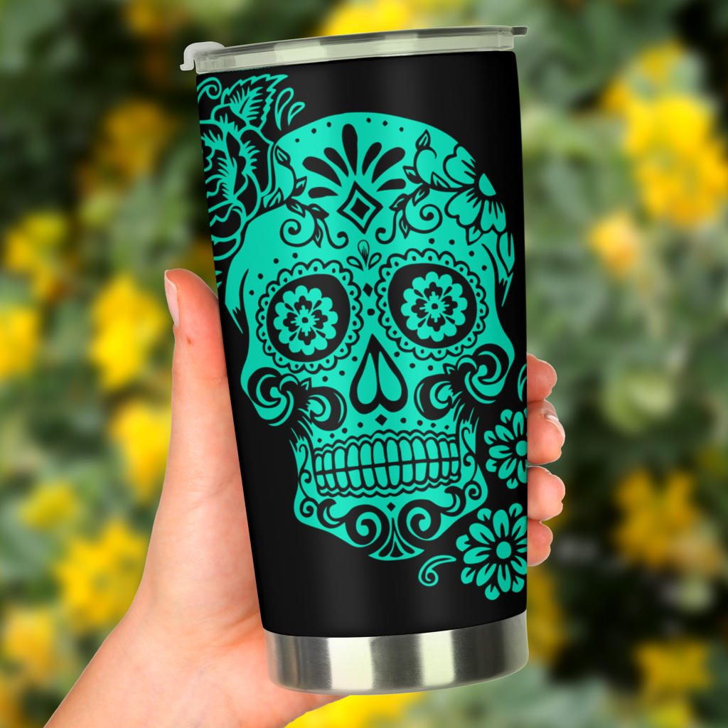 Laugh as much as you breath sugar skull tumbler