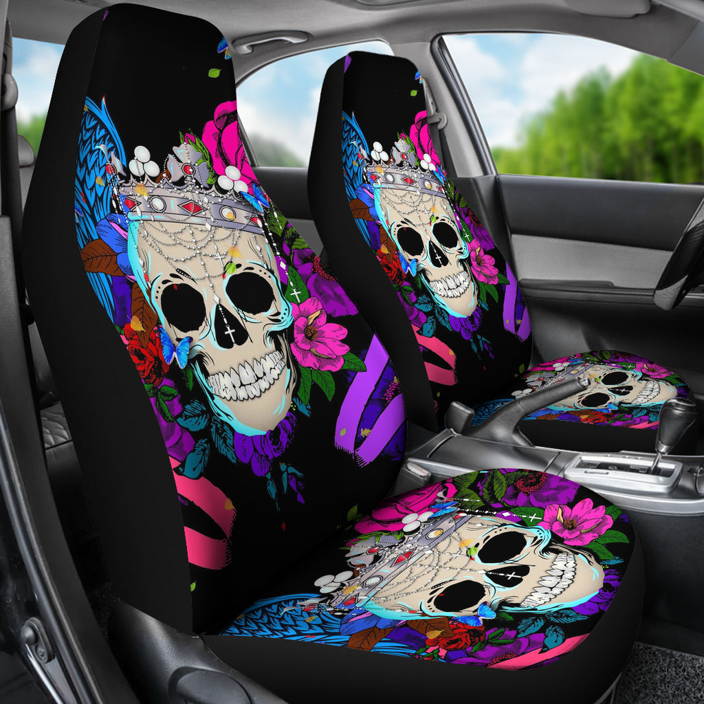 Set of 2 pcs skull car seat covers