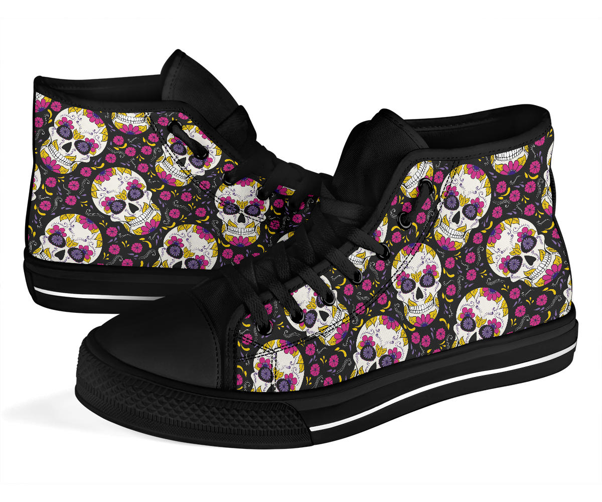 Black Sugar skull high top shoes