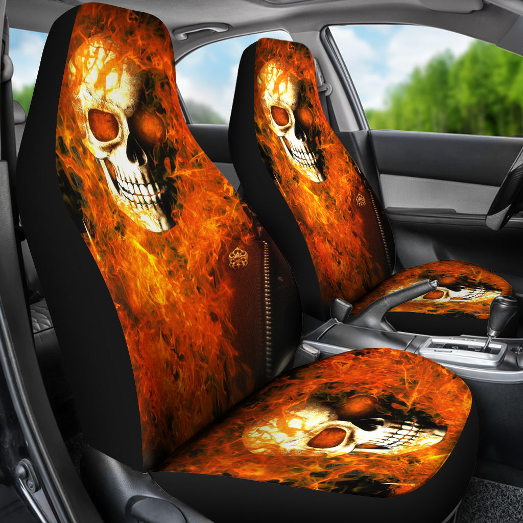 Set 2 pcs Gothic skull car seat covers