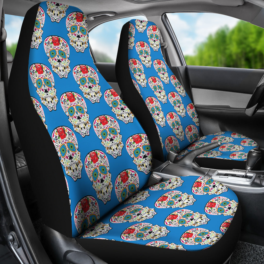 Set 2 seat cover sugar skulls