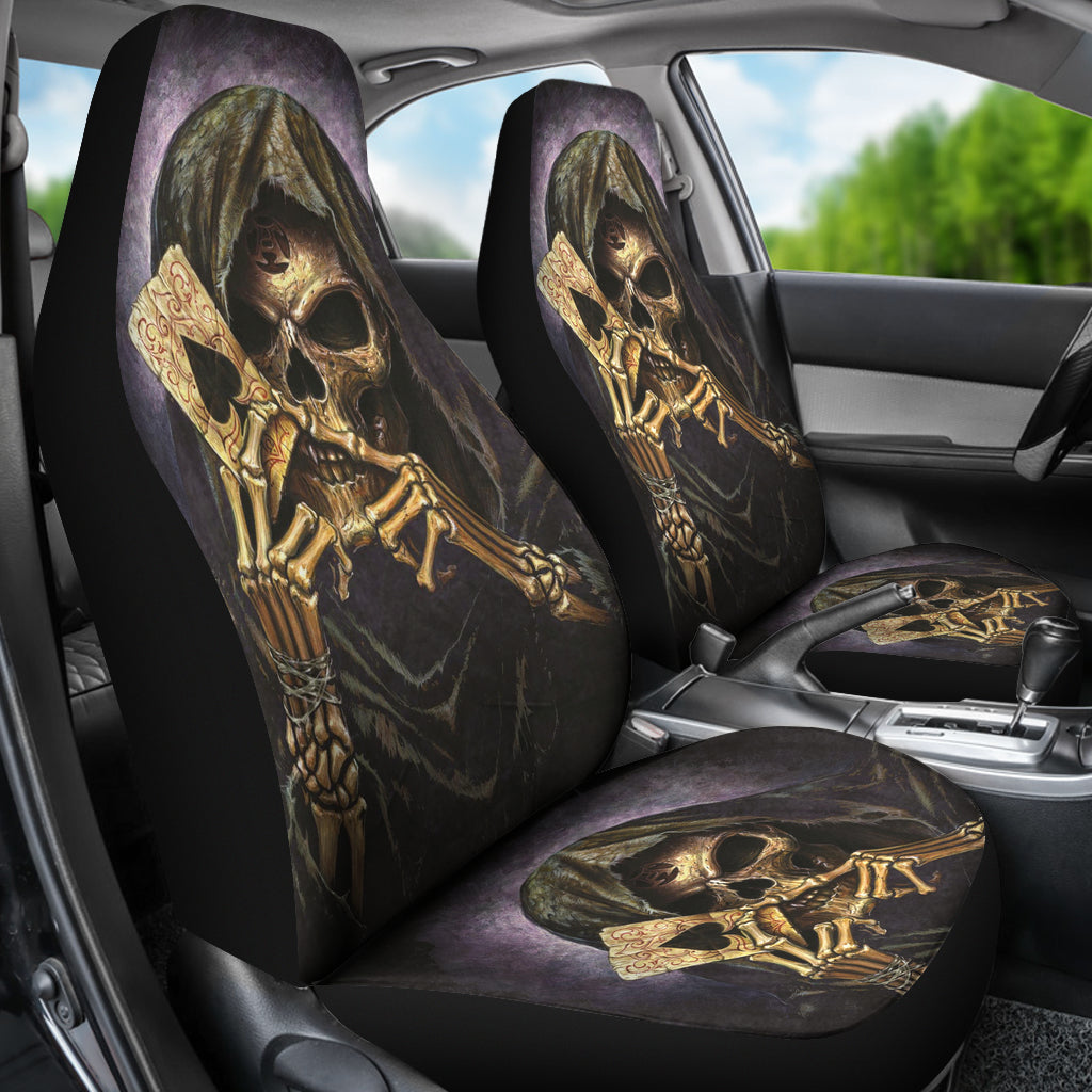 Set 2 pcs Gothic skull car seat covers