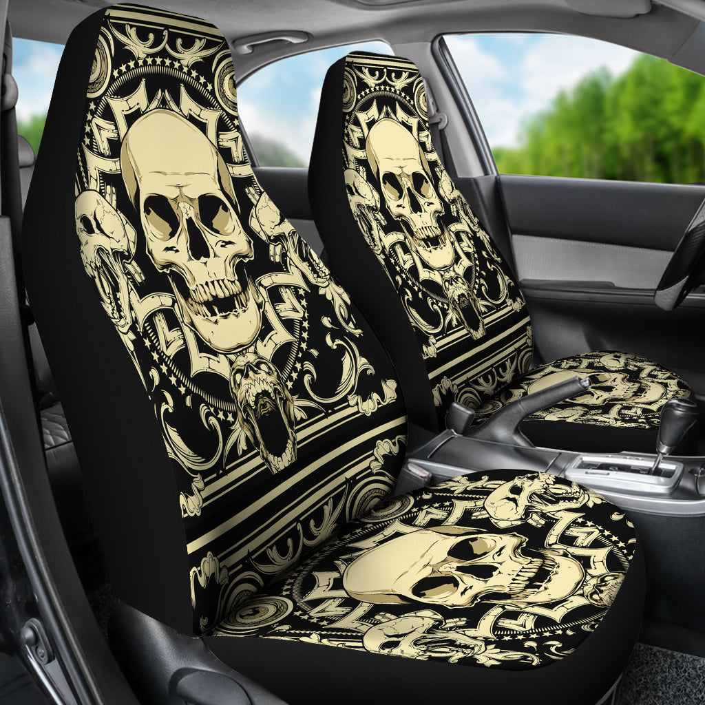 Set 2 pcs Gothic skull car seat covers