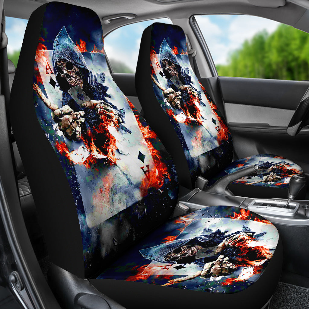 Set 2 pcs skull car seat cover grim reaper