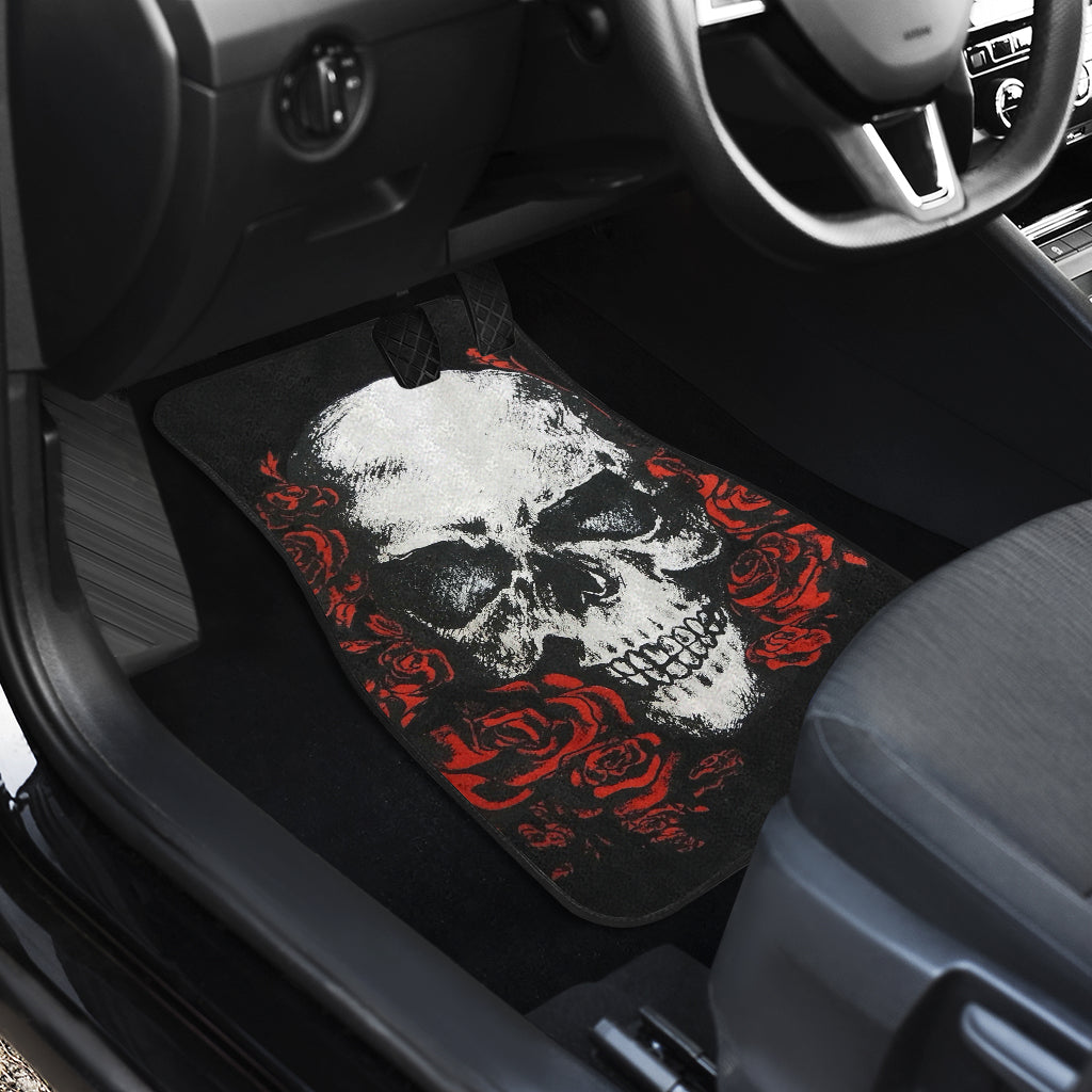 Set of 4 pcs rose skull car mats