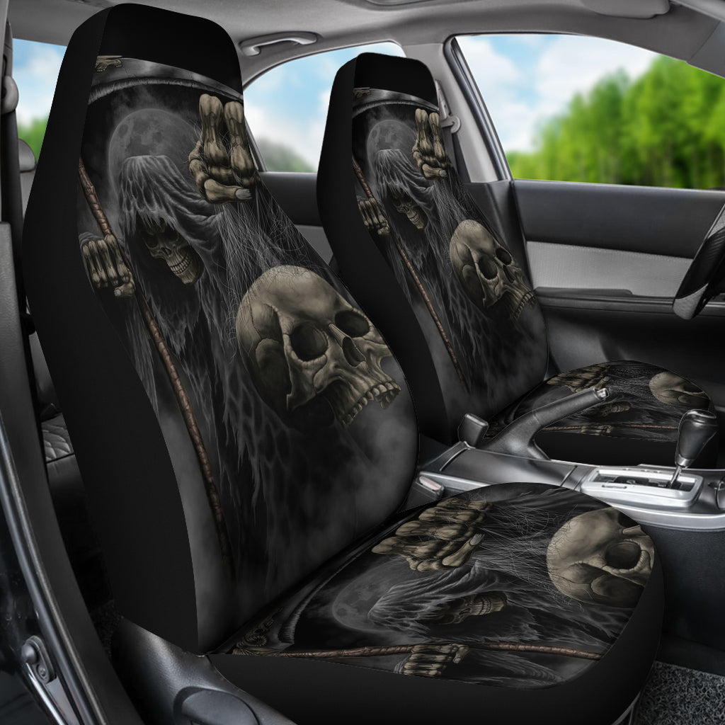 Set of 2 pcs skull car seat cover
