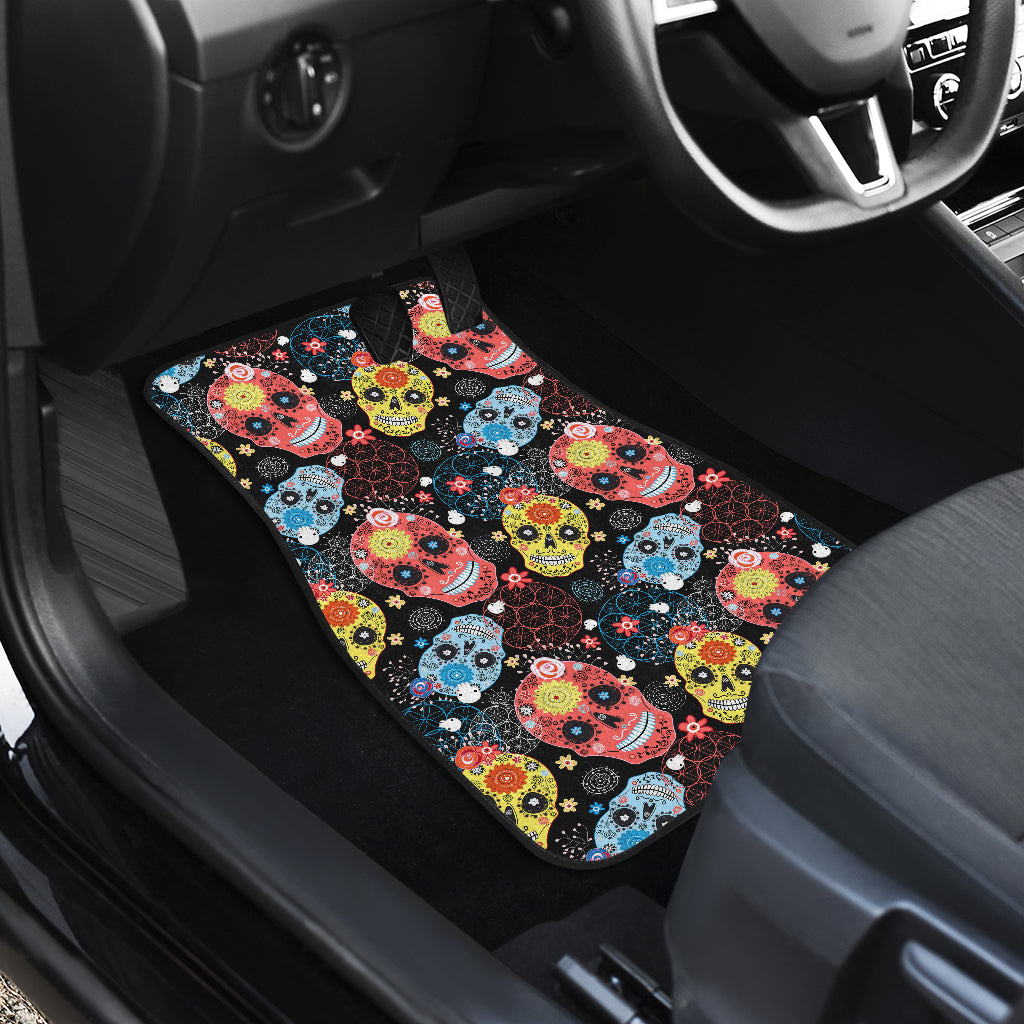 Set of 4 pcs sugar skull car mats