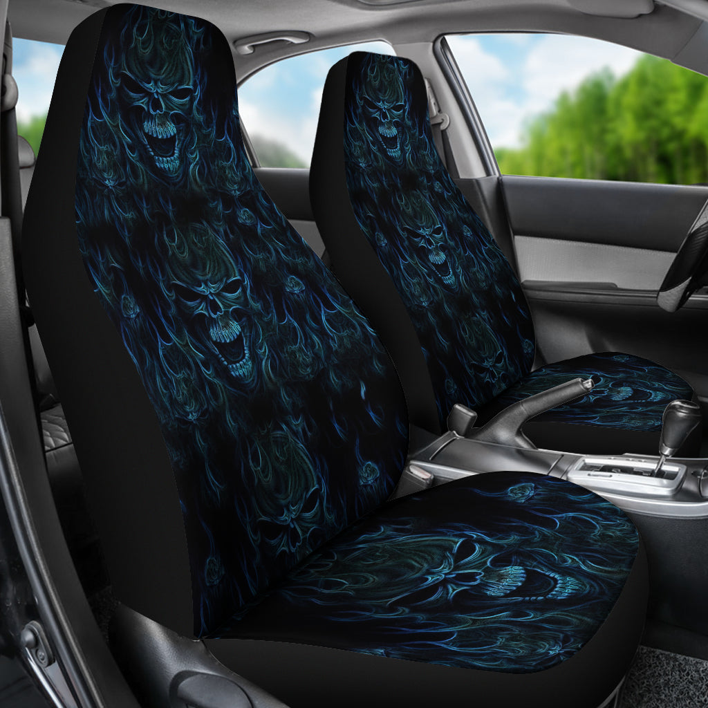 Set 2 pcs skull gothic car seat covers