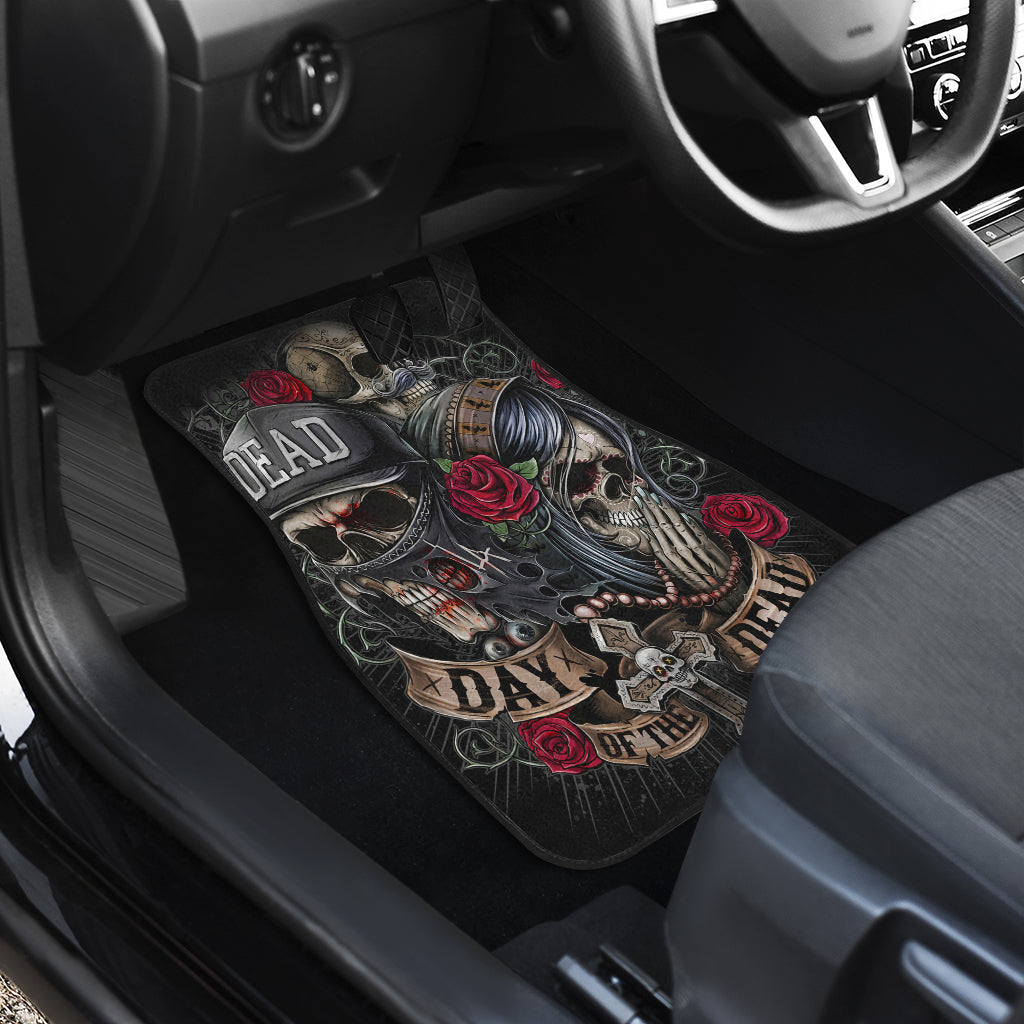 Set 4 pcs Day of the dead skull car mats