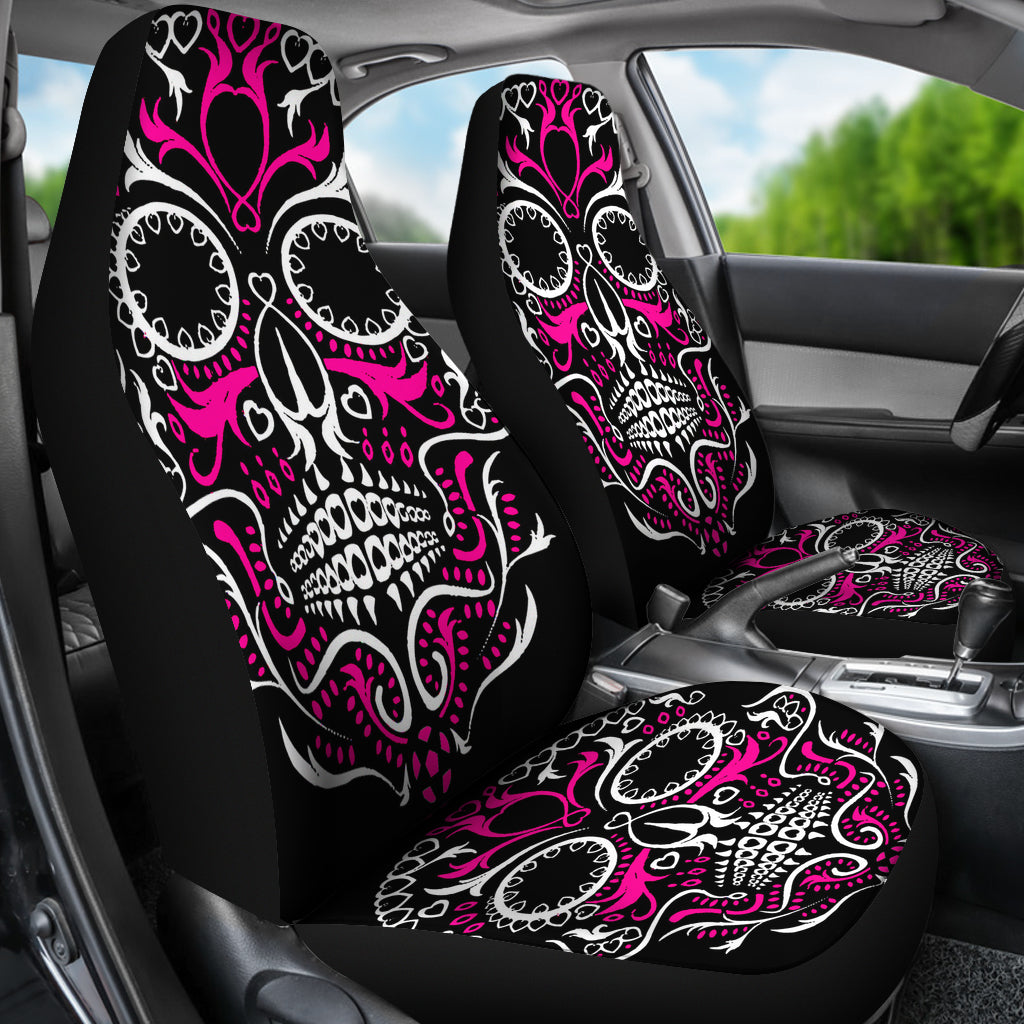 Set 2 seat cover sugar skulls