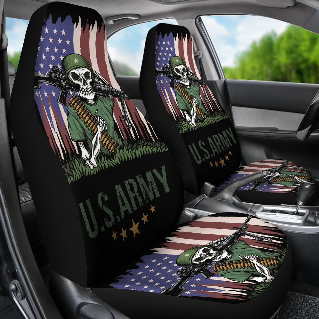 Set of 2 US Army Skulls car seat covers