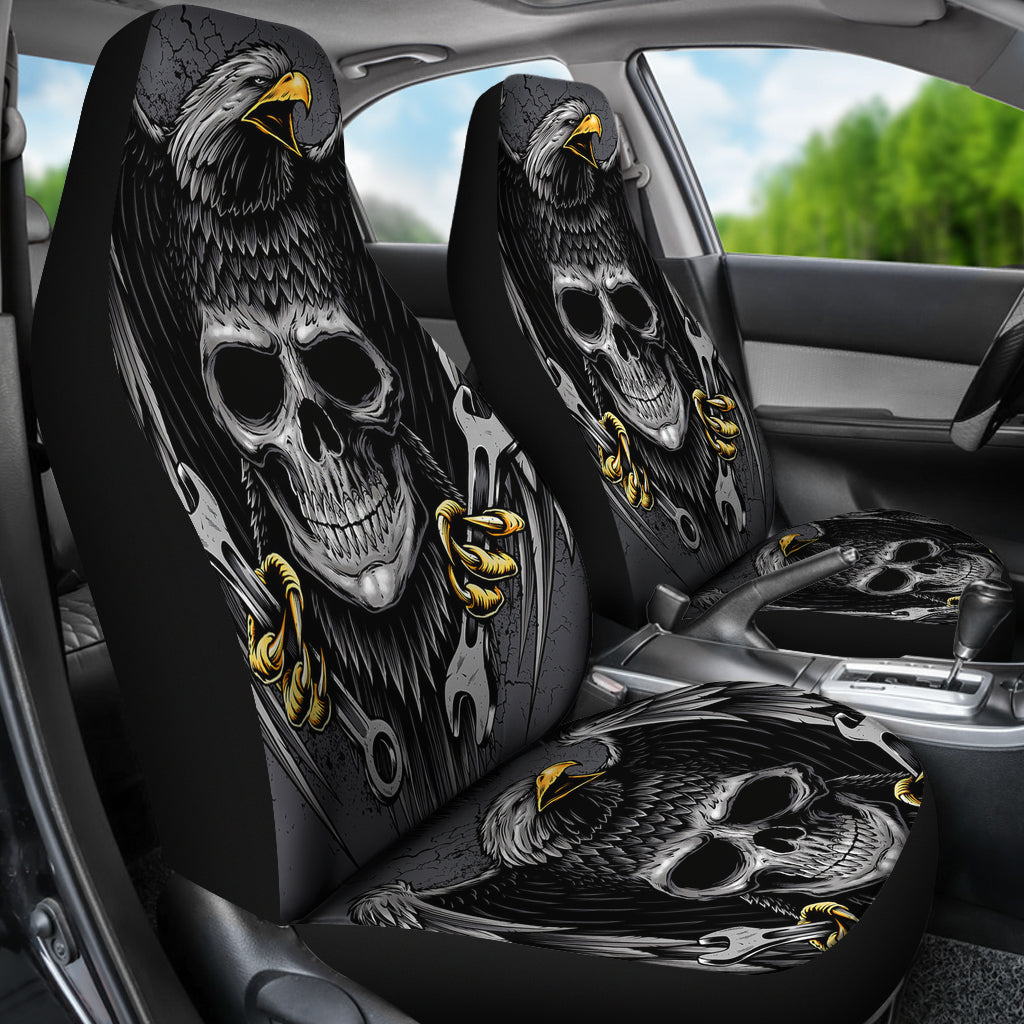 Set 2 pcs Gothic skull car seat covers