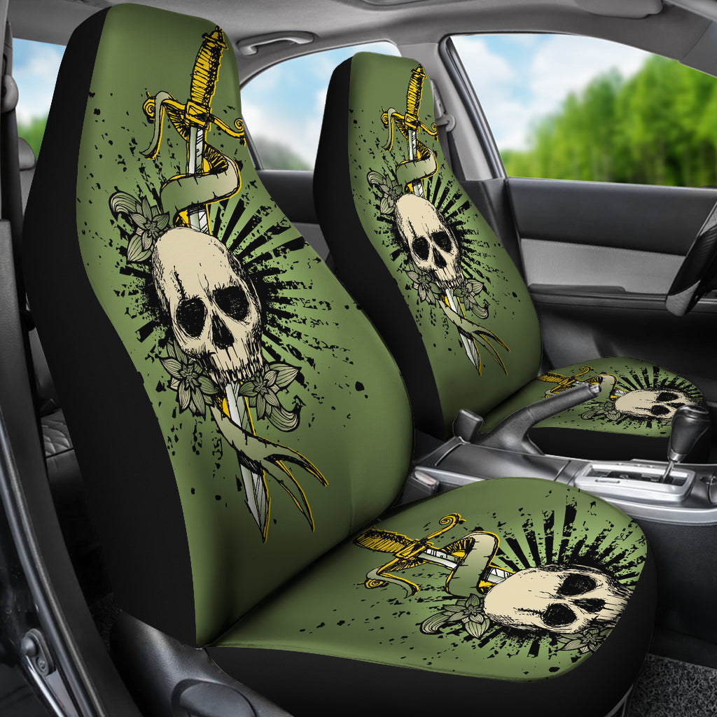 Set of 2 sword skull car seat covers