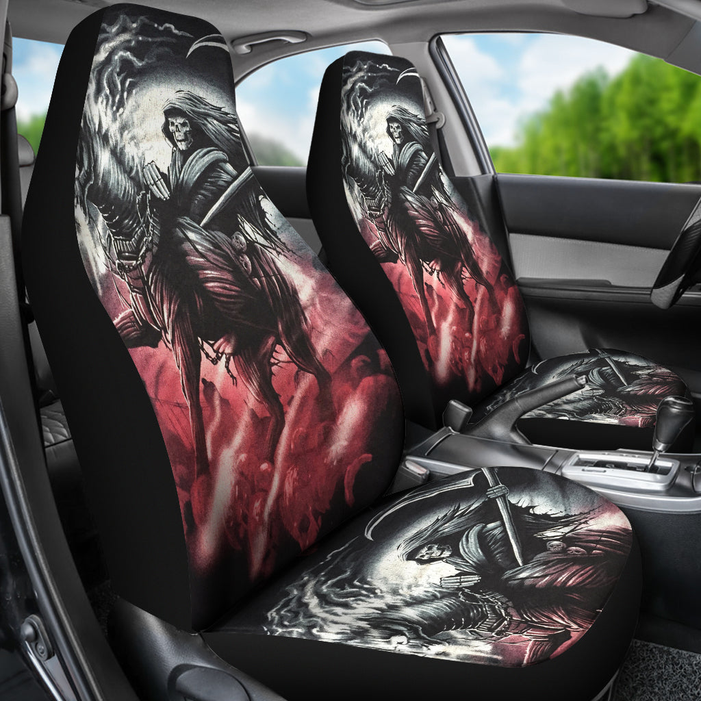 Set 2 pcs Gothic skull car seat covers