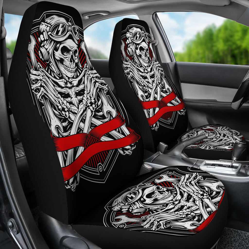 Set 2 pcs Gothic skull car seat covers