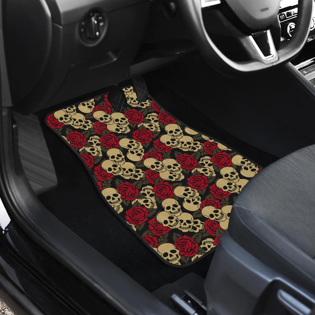 Set of 4 pcs floral sugar skull car mat