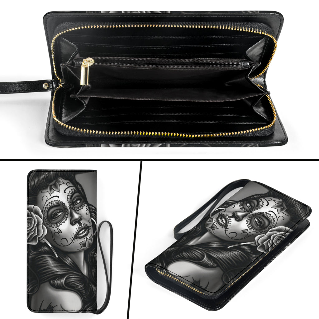 Sugar skull girl clutch wallet purse
