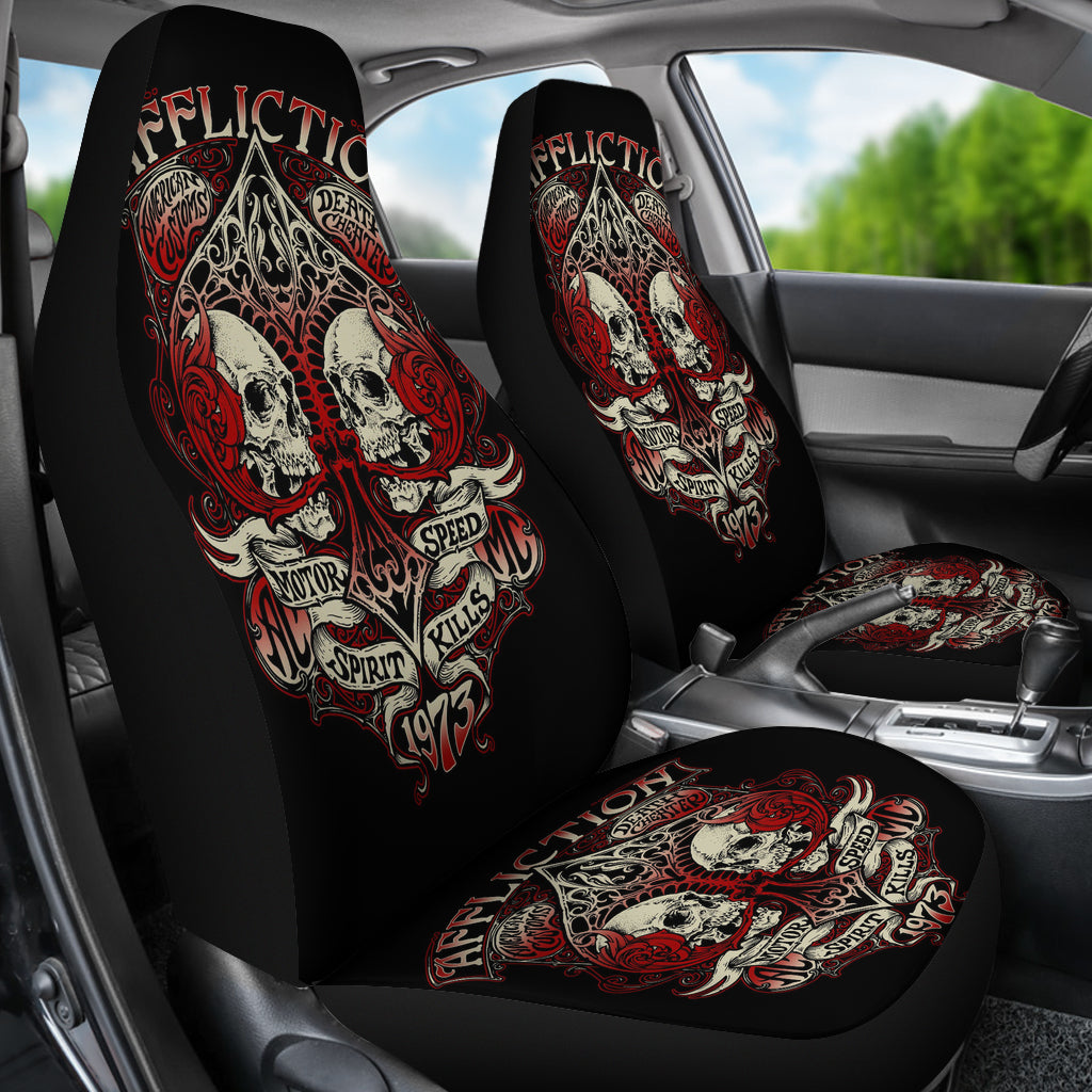 Set of 2 - Affliction American customs death cheater car seat covers