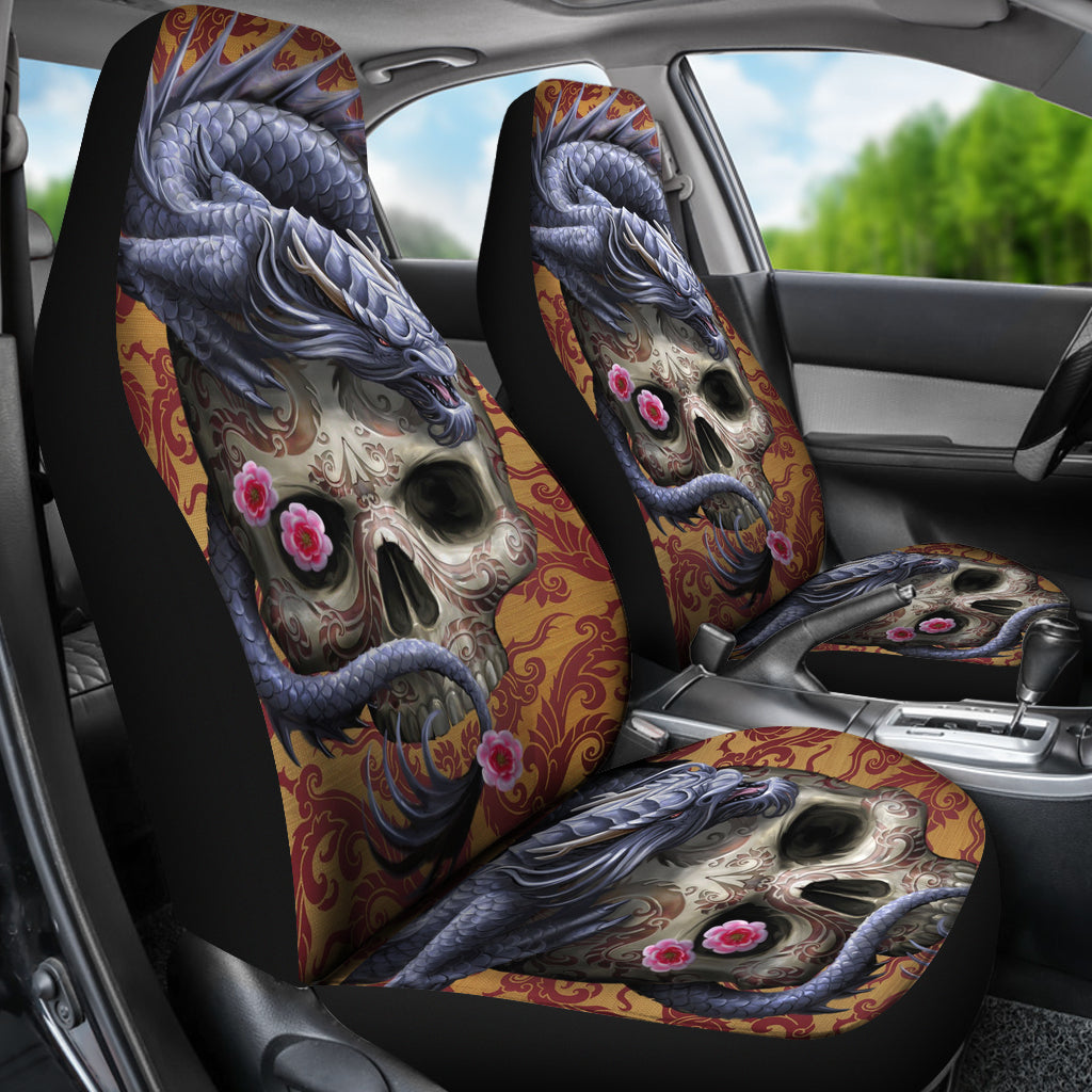 Set of 2 pcs dragon skull car seat covers