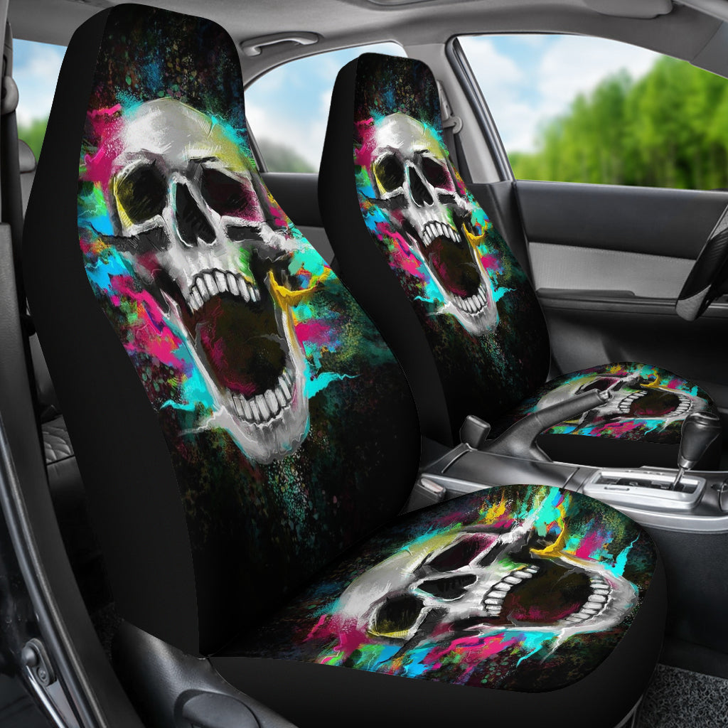 Set 2 pcs Gothic skull car seat covers