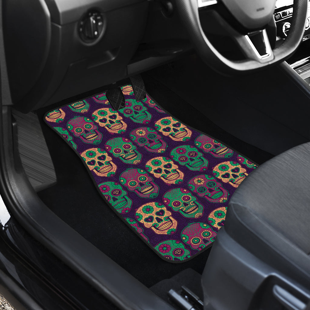 Set of 4 pcs sugar skull car mats