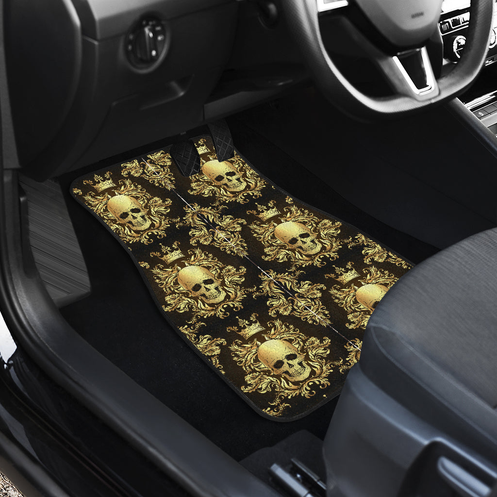 Set 4 pcs gold skull car mats