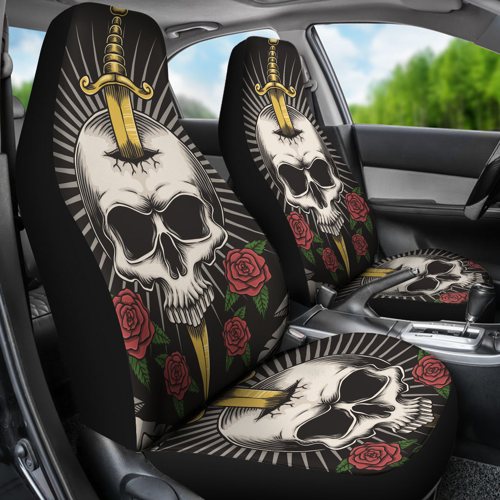 Set of 2 pcs sword skull car seat covers