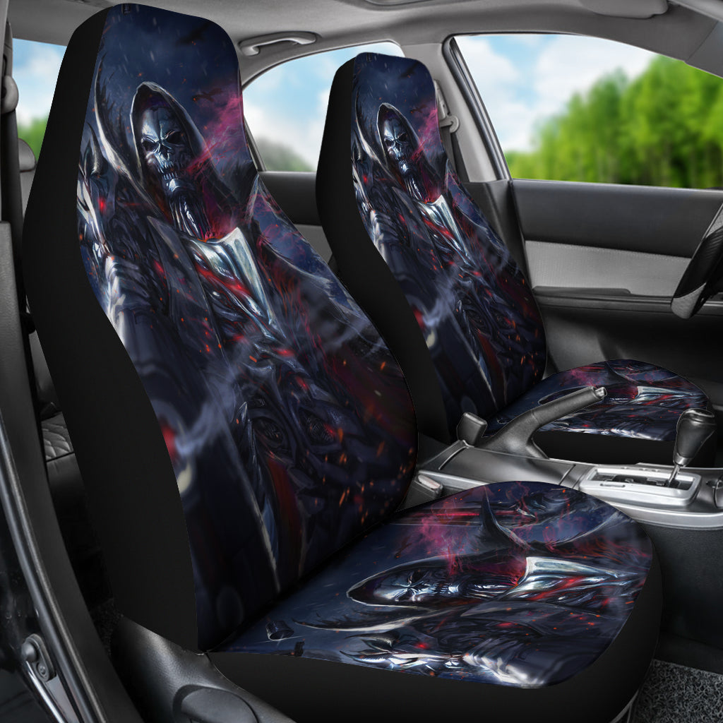 Set of 2 grim reaper skull Gothic car seat covers