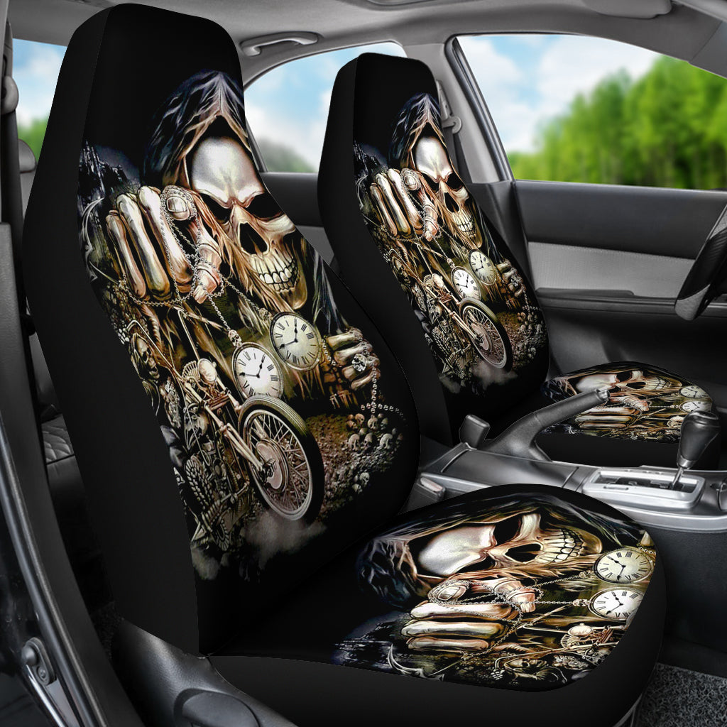 Set of 2 skull car seat covers