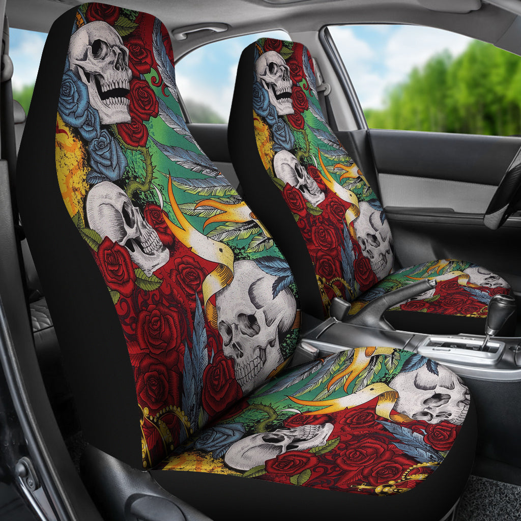 Set of 2 skull King Queen car seat covers