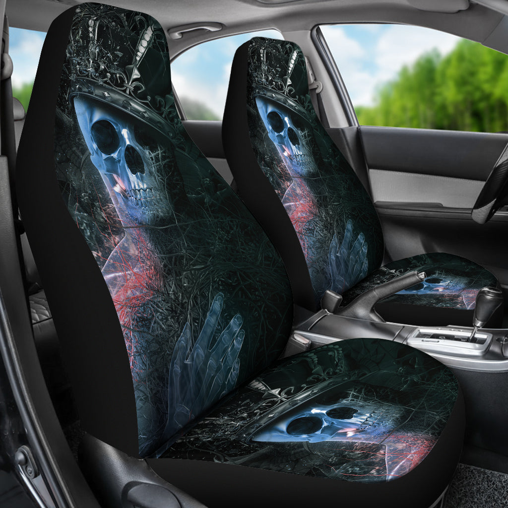 Set of 2 pcs - Skull Gothic Horror Grim reaper Halloween skull car seat covers