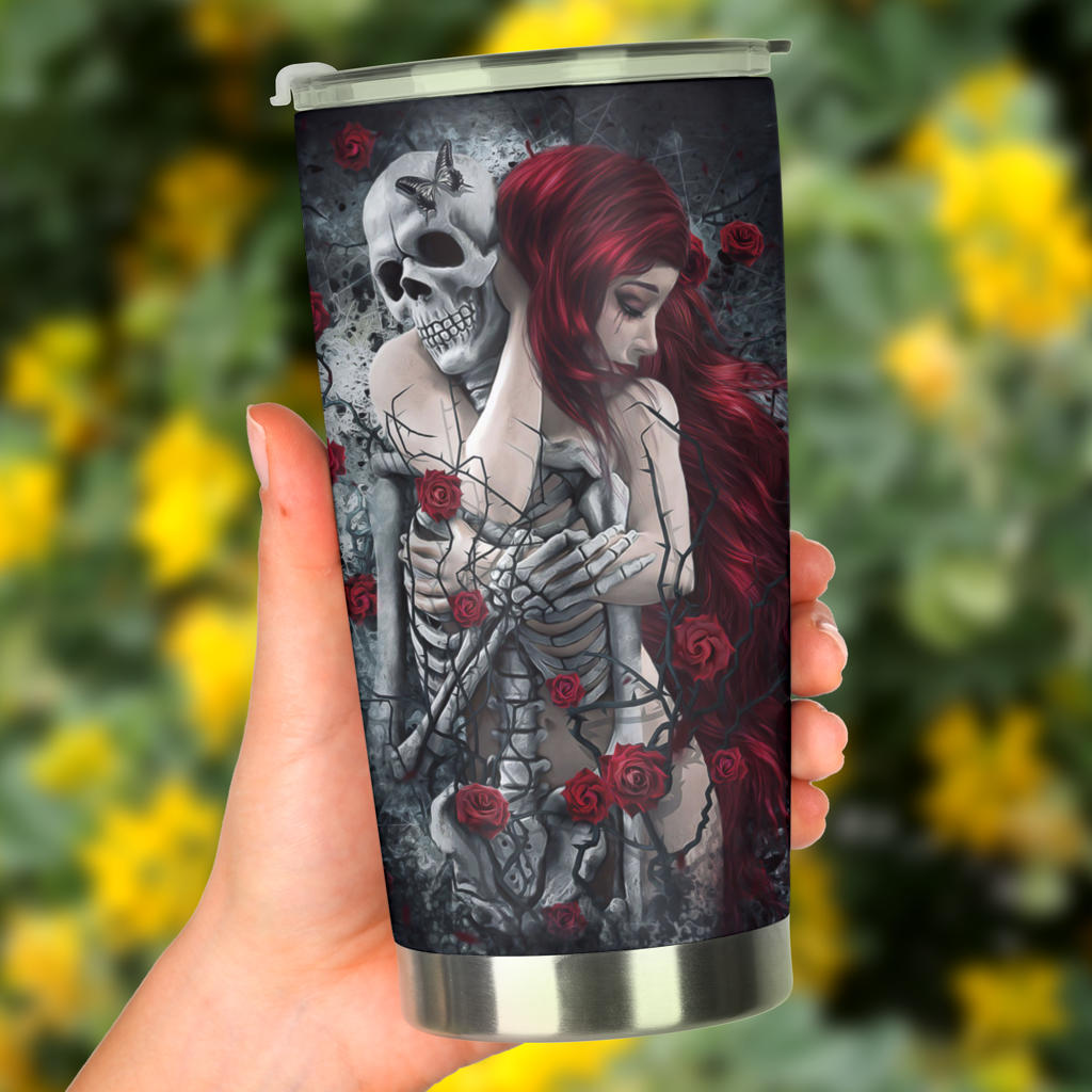 Love forever skull tumbler cup